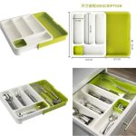 Drawer store expandable cutlery tray.