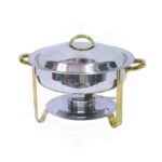 Signature chaffing dish round,gold handles 831G